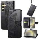 For Samsung Galaxy A36 Butterfly Love Flower Embossed Leather Phone Case(Black) - 1