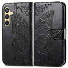 For Samsung Galaxy A36 Butterfly Love Flower Embossed Leather Phone Case(Black) - 2