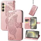 For Samsung Galaxy A36 Butterfly Love Flower Embossed Leather Phone Case(Rose Gold) - 1