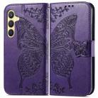 For Samsung Galaxy A36 Butterfly Love Flower Embossed Leather Phone Case(Dark Purple) - 2