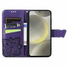 For Samsung Galaxy A36 Butterfly Love Flower Embossed Leather Phone Case(Dark Purple) - 3