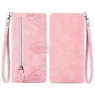 For Samsung Galaxy XCover 5 Embossed Flower Zipper Leather Phone Case(Pink) - 1