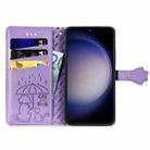 For Samsung Galaxy S23 FE 5G Cat and Dog Embossed Leather Phone Case(Purple) - 3
