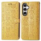 For Samsung Galaxy S23 FE 5G Cat and Dog Embossed Leather Phone Case(Yellow) - 2