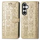 For Samsung Galaxy S23 FE 5G Cat and Dog Embossed Leather Phone Case(Gold) - 2