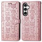 For Samsung Galaxy S23 FE 5G Cat and Dog Embossed Leather Phone Case(Rose Gold) - 2