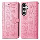 For Samsung Galaxy S23 FE 5G Cat and Dog Embossed Leather Phone Case(Pink) - 2