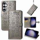 For Samsung Galaxy S23 FE 5G Cat and Dog Embossed Leather Phone Case(Gray) - 1