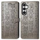 For Samsung Galaxy S23 FE 5G Cat and Dog Embossed Leather Phone Case(Gray) - 2