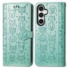 For Samsung Galaxy S23 FE 5G Cat and Dog Embossed Leather Phone Case(Green) - 2