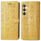 For Samsung Galaxy S24 5G Cat and Dog Embossed Leather Phone Case(Yellow) - 2