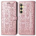 For Samsung Galaxy S24 5G Cat and Dog Embossed Leather Phone Case(Rose Gold) - 2