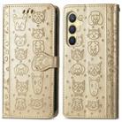 For Samsung Galaxy S24+ 5G Cat and Dog Embossed Leather Phone Case(Gold) - 2