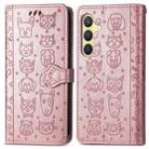 For Samsung Galaxy S24+ 5G Cat and Dog Embossed Leather Phone Case(Rose Gold) - 2
