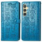 For Samsung Galaxy S24+ 5G Cat and Dog Embossed Leather Phone Case(Blue) - 2