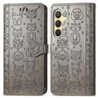 For Samsung Galaxy S24+ 5G Cat and Dog Embossed Leather Phone Case(Gray) - 2