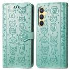 For Samsung Galaxy S24+ 5G Cat and Dog Embossed Leather Phone Case(Green) - 2