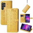 For Samsung Galaxy S24 Ultra 5G Cat and Dog Embossed Leather Phone Case(Yellow) - 1