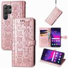 For Samsung Galaxy S24 Ultra 5G Cat and Dog Embossed Leather Phone Case(Rose Gold) - 1