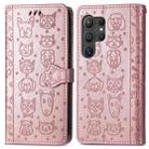 For Samsung Galaxy S24 Ultra 5G Cat and Dog Embossed Leather Phone Case(Rose Gold) - 2