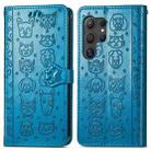 For Samsung Galaxy S24 Ultra 5G Cat and Dog Embossed Leather Phone Case(Blue) - 2