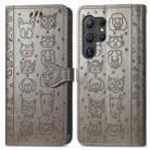 For Samsung Galaxy S24 Ultra 5G Cat and Dog Embossed Leather Phone Case(Gray) - 2