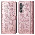 For Samsung Galaxy A15 Cat and Dog Embossed Leather Phone Case(Rose Gold) - 2