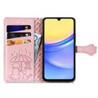 For Samsung Galaxy A15 Cat and Dog Embossed Leather Phone Case(Rose Gold) - 3