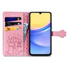 For Samsung Galaxy A15 Cat and Dog Embossed Leather Phone Case(Pink) - 3