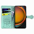 For Samsung Galaxy Xcover 7 Cat and Dog Embossed Leather Phone Case(Green) - 3