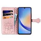 For Samsung Galaxy A35 5G Cat and Dog Embossed Leather Phone Case(Rose Gold) - 3