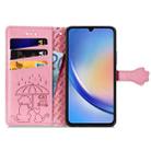 For Samsung Galaxy A35 5G Cat and Dog Embossed Leather Phone Case(Pink) - 3