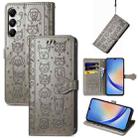 For Samsung Galaxy A35 5G Cat and Dog Embossed Leather Phone Case(Gray) - 1