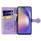 For Samsung Galaxy A55 5G Cat and Dog Embossed Leather Phone Case(Purple) - 3