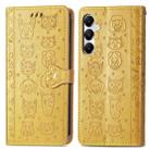 For Samsung Galaxy A55 5G Cat and Dog Embossed Leather Phone Case(Yellow) - 2