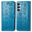 For Samsung Galaxy A55 5G Cat and Dog Embossed Leather Phone Case(Blue) - 2
