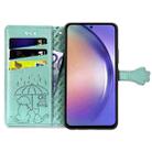 For Samsung Galaxy A55 5G Cat and Dog Embossed Leather Phone Case(Green) - 3