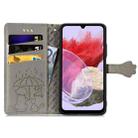 For Samsung Galaxy M34 5G Cat and Dog Embossed Leather Phone Case(Gray) - 3