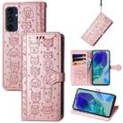 For Samsung Galaxy A16 Cat and Dog Embossed Leather Phone Case(Rose Gold) - 1