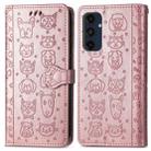 For Samsung Galaxy A16 Cat and Dog Embossed Leather Phone Case(Rose Gold) - 2