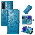For Samsung Galaxy A16 Cat and Dog Embossed Leather Phone Case(Blue) - 1