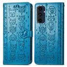 For Samsung Galaxy A16 Cat and Dog Embossed Leather Phone Case(Blue) - 2
