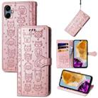 For Samsung Galaxy A06 Cat and Dog Embossed Leather Phone Case(Rose Gold) - 1