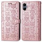 For Samsung Galaxy A06 Cat and Dog Embossed Leather Phone Case(Rose Gold) - 2