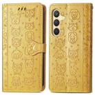 For Samsung Galaxy S25+ 5G Cat and Dog Embossed Leather Phone Case(Yellow) - 2