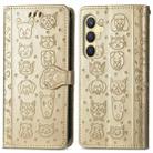 For Samsung Galaxy S25+ 5G Cat and Dog Embossed Leather Phone Case(Gold) - 2