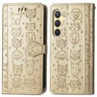 For Samsung Galaxy S25 Ultra 5G Cat and Dog Embossed Leather Phone Case(Gold) - 2
