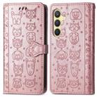 For Samsung Galaxy S25 Ultra 5G Cat and Dog Embossed Leather Phone Case(Rose Gold) - 2