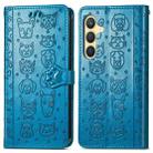 For Samsung Galaxy S25 Ultra 5G Cat and Dog Embossed Leather Phone Case(Blue) - 2