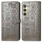 For Samsung Galaxy S25 Ultra 5G Cat and Dog Embossed Leather Phone Case(Gray) - 2